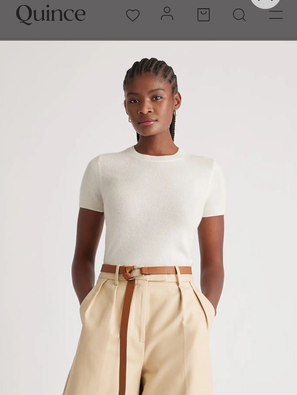 Quince Cashmere Crewneck Sweater in Ivory - Picture 2 of 3